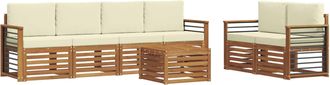 vidaXL Conjunto De Sof&aacute;s De Exterior 7 Uds. Natural Y Crema Vidaxl