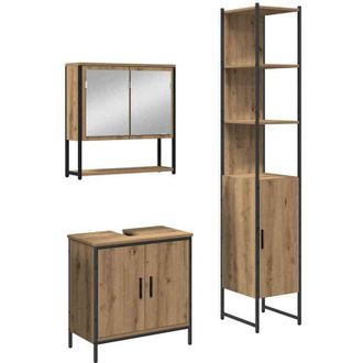 vidaXL Vidaxl - Juego De Muebles De Ba&ntilde;o 3 Pcs Marr&oacute;n 33 X 33 X 185.5 Cm