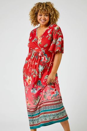 Roman Floral Border Print Maxi Dress