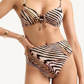 Vitamin A Barcelona High Waist Bikini Bottom In Shell Stripe