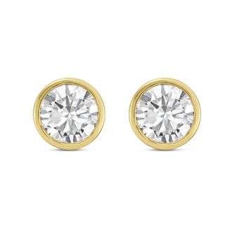 Diana M. Jewels 14KT YELLOW GOLD LAB GROWN ROUND STUDS IN A BEZEL SETTING WEIGHING 4.00 CTS TW