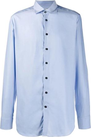Etro Cotton Poplin Slim Shirt - Heren - Zakelijke Overhemden - Blauw - XL - Katoen - Overhemden