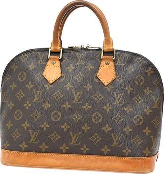 Louis Vuitton Alma Handbag Monogram Canvas Brown Leather Handbag (Pre-Owned)