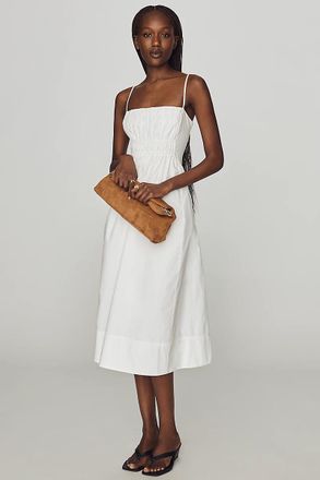 Maeve 100% Cotton Ruched Midi Dress