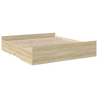 Berkfield Home Modern Bed Frame with Drawers without Mattress Sonoma Oak 200x200 cm in Light Tan