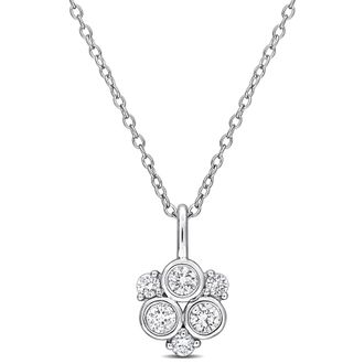 Mimi & Max Created Forever 1/2ct TW Lab-Grown Diamond Inverted Triangle Cluster Necklace Sterling Silver