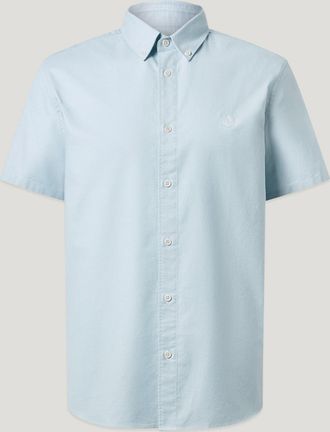 Belstaff Short Sleeve Street Shirt Mens Compact Cotton Oxford Sky Blue Size 2XL