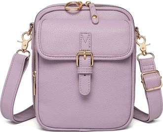 Generic Crossbody Bag for Women, Premium Adjustable Vintage Versatile Anti-Theft Cross Body Leather Bag with 10 Card Slots (Purple)