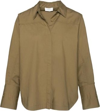 H&eacute;st Winter Moss Geweven Blouse Shirt - Dames - Overhemden - Groen - L - Katoen - Overhemden