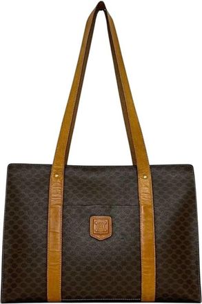 Celine Macadam Brown Pvc Leather Tote Bag (Pre-Owned)