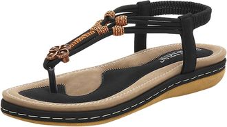 Generic Thong Sandals For Women Retro Flats Sandals Bohemian Slip On Sandal Adjustable Ankle Strap Sandal Fashion Leather Shoes Breathable Non Slip Shoes Comf