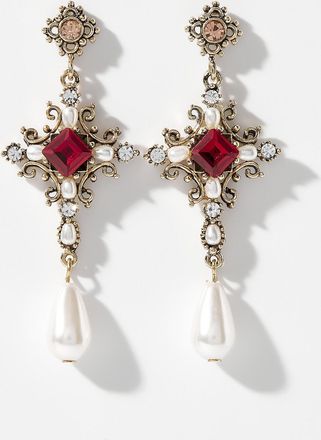 Simons Womens Baroque cross earrings