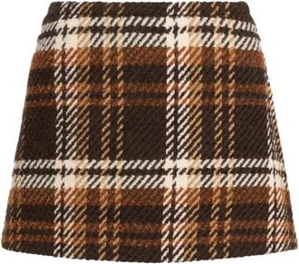 Patou A Line Mini Skirt - Autumn Checkerboard - female - Patou - Short Skirts - Brown - S - Skirts