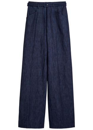 Gabriela Hearst Norman Belted Wide-leg Trousers - Denim - 44 (UK12 / M)