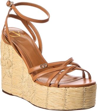 Valentino Vlogo Signature 110 Leather Wedge Sandal