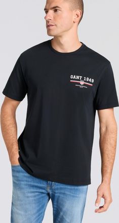 GANT T-Shirt GANT GRAPHIC SS T-SHIRT, Herren, Gr. XXL, schwarz, Jersey, Obermaterial: 100% Baumwolle, regular fit, Rundhals, Shirts T-Shirt, Print, Rundhal