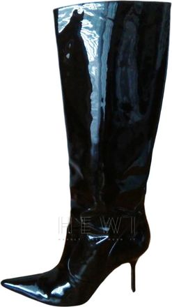Dolce & Gabbana black patent pointed knee boots Size 37