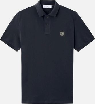 Stone Island Mens Stone Island Organic Cotton Elastane Pique Navy Polo Shirt - Blue - Size: 44