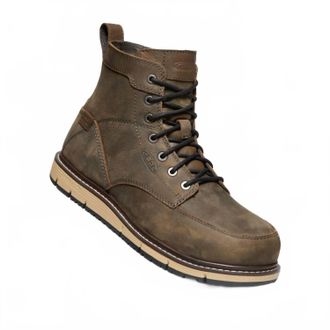 Keen Mens San Jose Aluminum Toe Waterproof Work Boots In Cascade Brown/black