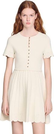 Sandro Pointelle knit short dress in Ecru at Nordstrom, Size 38 Eu