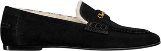 Dior Suede Shearling Lined Loafer - Dames - Schoenen - Zwart - Maat: 38 1/2 EU Su&egrave;de
