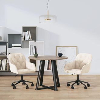 vidaXL Vidaxl - Sillas De Comedor Giratorias 2 Uds Terciopelo Crema