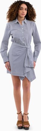 Rebecca Taylor Joselene Poplin Dress in Navy Stripe at Nordstrom, Size 4