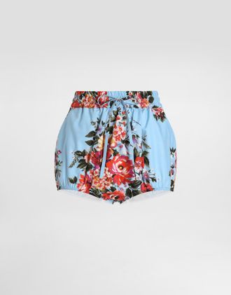 Dolce & Gabbana Flower Bouquet-print Cotton Poplin Culotte - Woman Pants And Shorts Multicolor 36