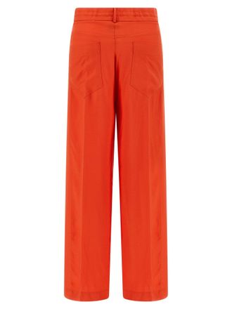 Nude Wide-Leg Viscose Trousers - Red