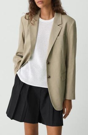 Theory Linen Blend Blazer in Soft Taupe at Nordstrom Rack, Size 12