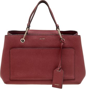 DKNY Dkny Dark Red Leather Front Pocket Tote