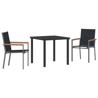 Berkfield Home 3 Piece Garden Dining Set Black Textilene & Steel