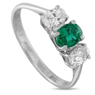 Luxury Bazaar 18K White Gold Lab-Grown Diamond and Emerald Ring MF12-062226