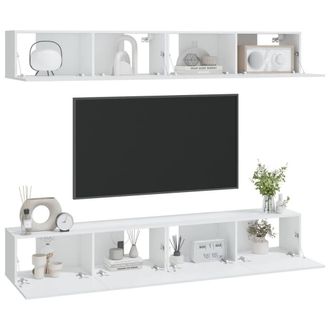 Berkfield Home Wall TV Cabinets 4 pcs White 100x30x30 cm | Size: 100 x 30 x 30 cm