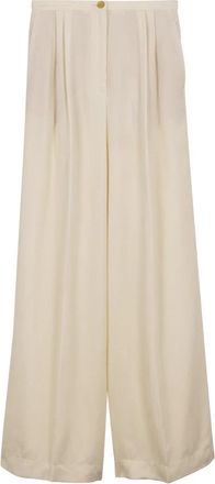 Forte_Forte Stijlvolle Velvet Lage Taille Broek - Dames - Wijde Broeken - Beige - S - Broeken
