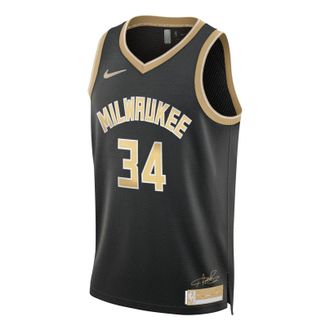 Nike Dri-FIT NBA Giannis Antetokounmpo Milwaukee Bucks 2024 Swingman Jersey Black Gold FN5911-053