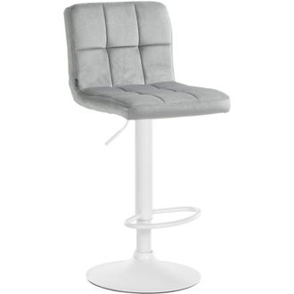 Clp Taburete De Bar Peru Terciopelo Gris Blanco