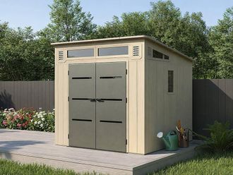 Vente-Unique Resin Lean-To Garden Shed 6, 5 Cm With Floor - 22 mm in Grey