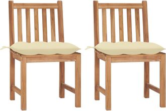 vidaXL Sillas De Jard&iacute;n 2 Unidades Madera Maciza De Teca Con Cojines Vidaxl