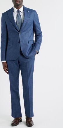 Jack Victor Mason Stripe Wool Siut in Mid Blue at Nordstrom, Size 44Regular