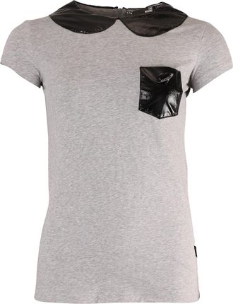 Moschino Love Moschino T-shirt met kraag van imitatieleer in grijs katoen