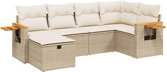 vidaXL Juego De Sof&aacute;s Jard&iacute;n Con Cojines 6 Pzas Rat&aacute;n Sint&eacute;tico Beige Vidaxl