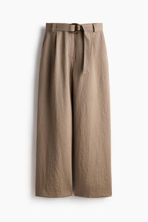 H&M Weite Hose mit G&uuml;rtel - Beige