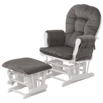 Hhg Hhg - Sill&oacute;n Relax 021, Sill&oacute;n Mecedora Mecedora Con Taburete Tejido Cuerda 320g/m&sup2; Oeko-tex, Gris Oscuro Armaz&oacute;n Blanco