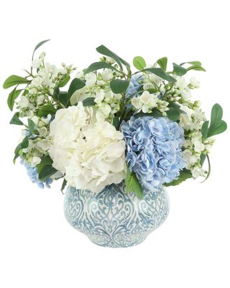 Creative Displays Inc. Handmade Faux Hydrangea & Budding Stem Arrangement In Decorative Vase