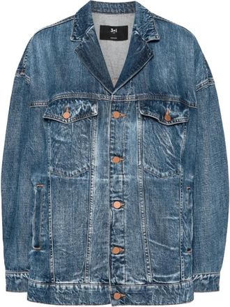 3x1 Indigo Denim Jack met Notched Revers - Dames - Spijkerjassen - Blauw - S - Denim - Jassen