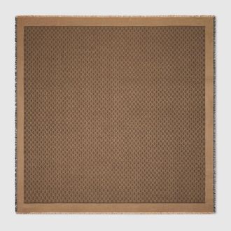 Gucci GG Silk Wool Shawl, Brown