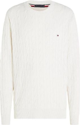 Tommy Hilfiger Retro-ge&iuml;nspireerd Chain Knit Sweatshirt - Heren - Ronde hals truien - Wit - 2XL - Katoen - Truien & Vesten