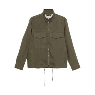 Paul Smith Light Jackets, male, Green, Size: S Linen Shirt Jacket