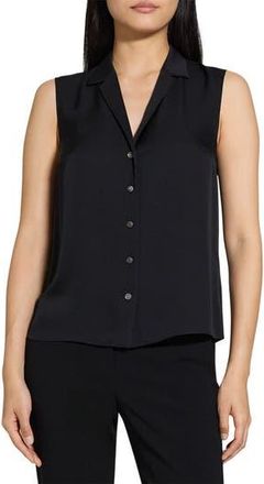 Theory Sleeveless Silk Woven Shirt in Black at Nordstrom Rack, Size Medium